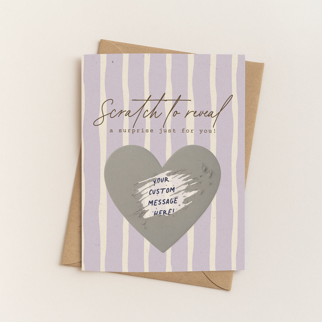 Heart on Stripes Scratch-Off Card - Minimal