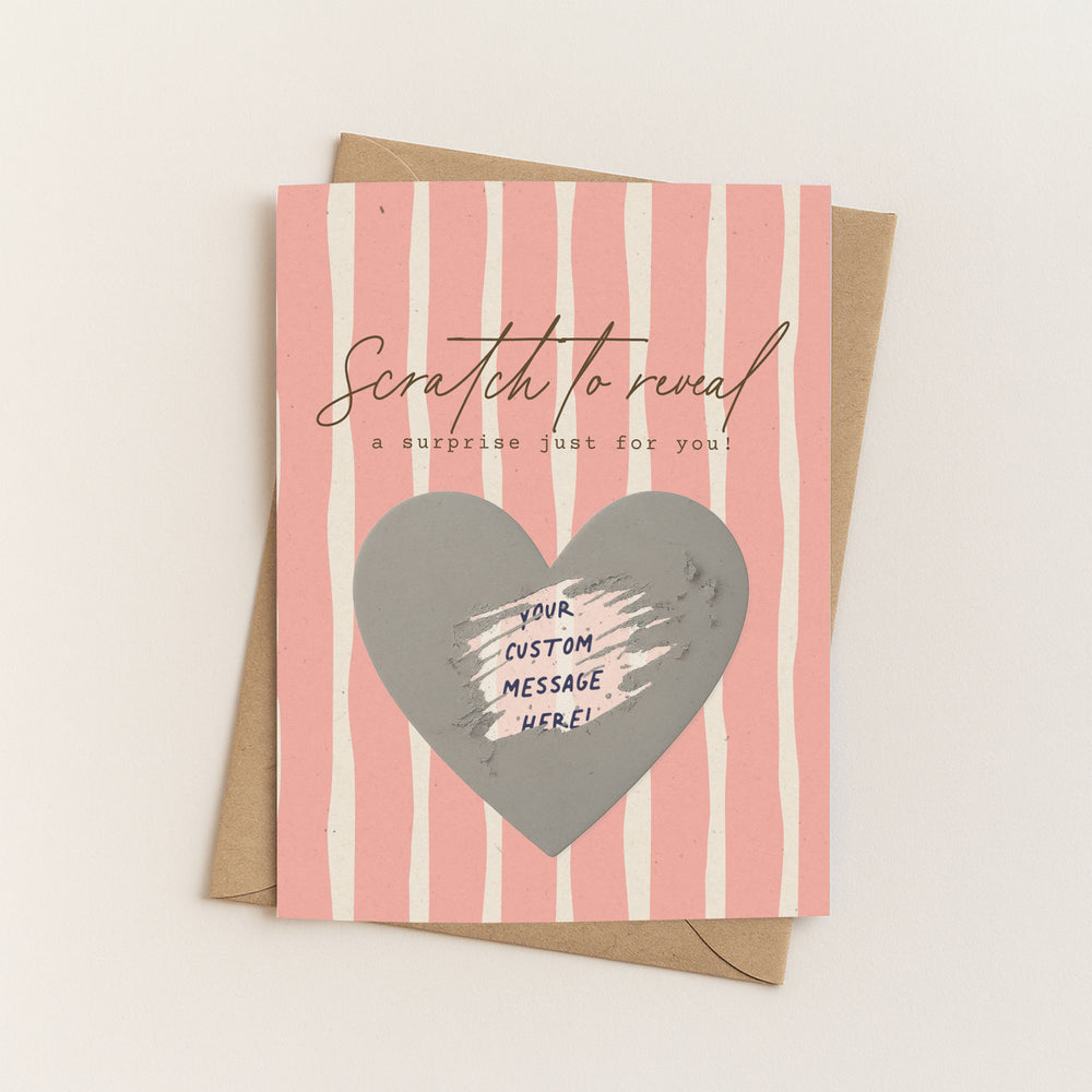Heart on Stripes Scratch-Off Card - Minimal