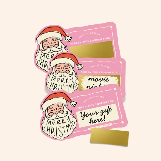 Christmas Scratch-Off Coupons, Set of 10 Blank Gift Vouchers, Stocking Stuffers for Teens, Friends &amp; Family