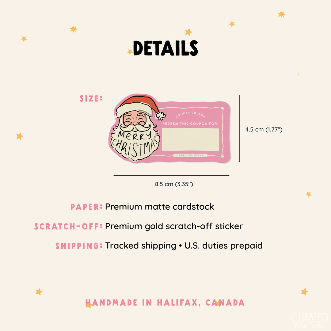Christmas Scratch-Off Coupons, Set of 10 Blank Gift Vouchers, Stocking Stuffers for Teens, Friends &amp; Family