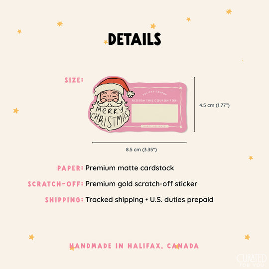 Christmas Scratch-Off Coupons, Set of 10 Blank Gift Vouchers, Stocking Stuffers for Teens, Friends &amp; Family