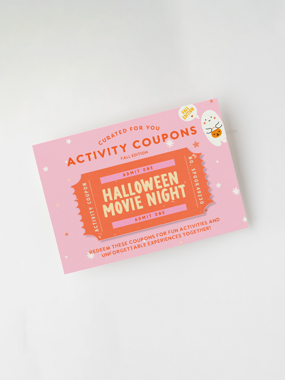 Pink activity coupon book with &