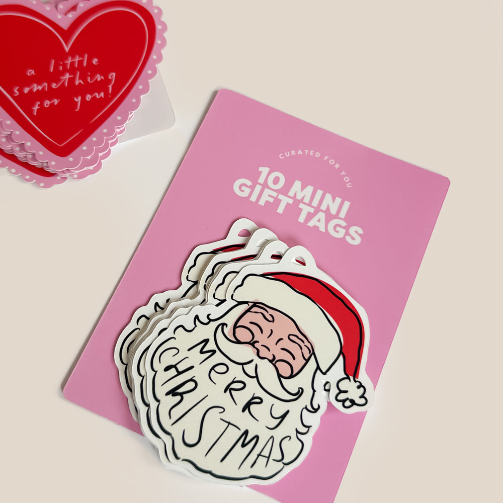 Santa Christmas Gift Tags - Set of 10 Mini Santa Shaped Gift Labels
