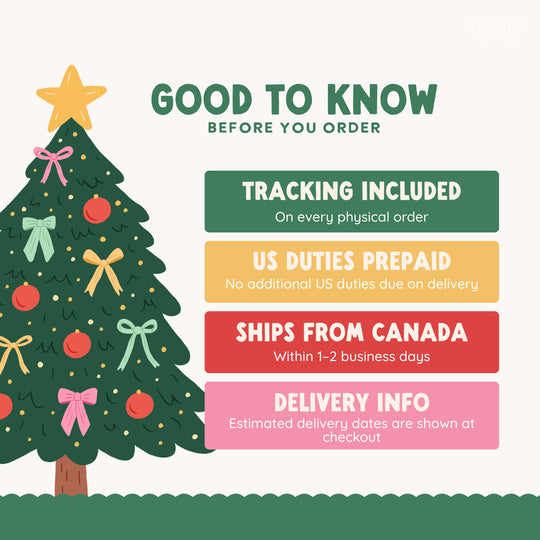 A festive informational graphic with a decorated Christmas tree on the left and text on the right reading &