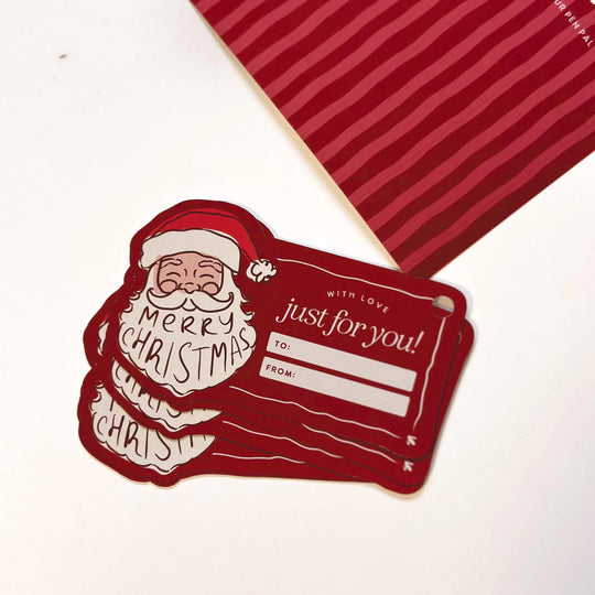 Santa Gift Tags - Set of 8 Christmas Tags with To/From