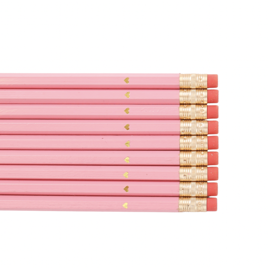 Pencil Set, Gold Foil Heart