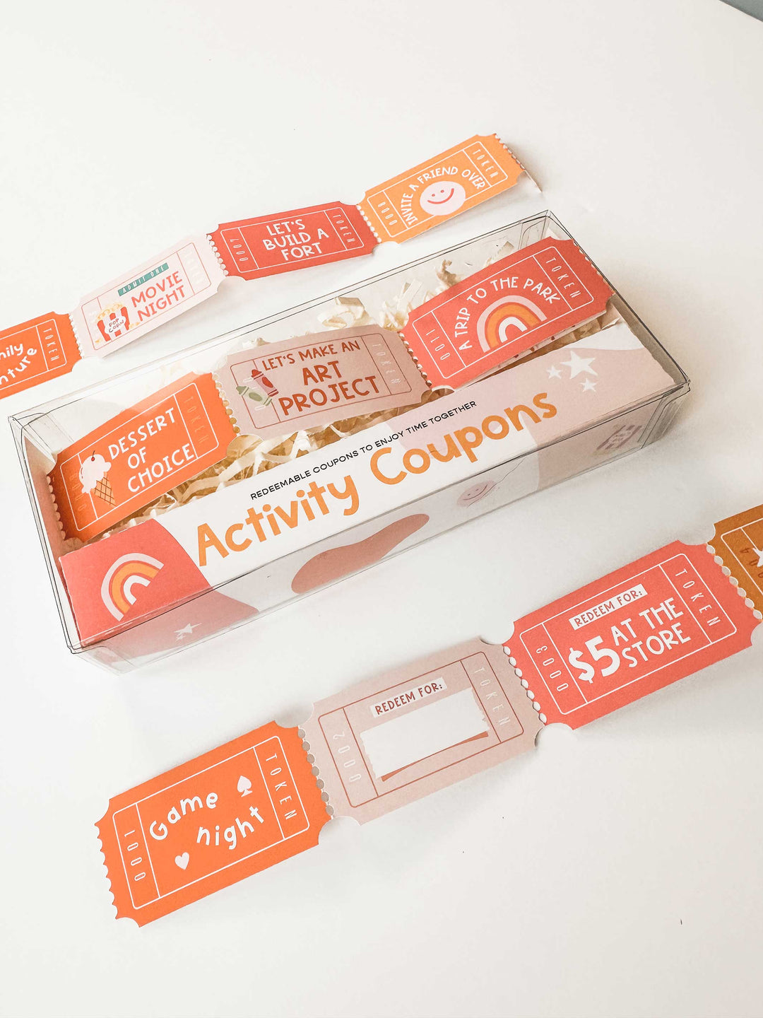 Experience gift for kids with 12 redeemable activity coupons.