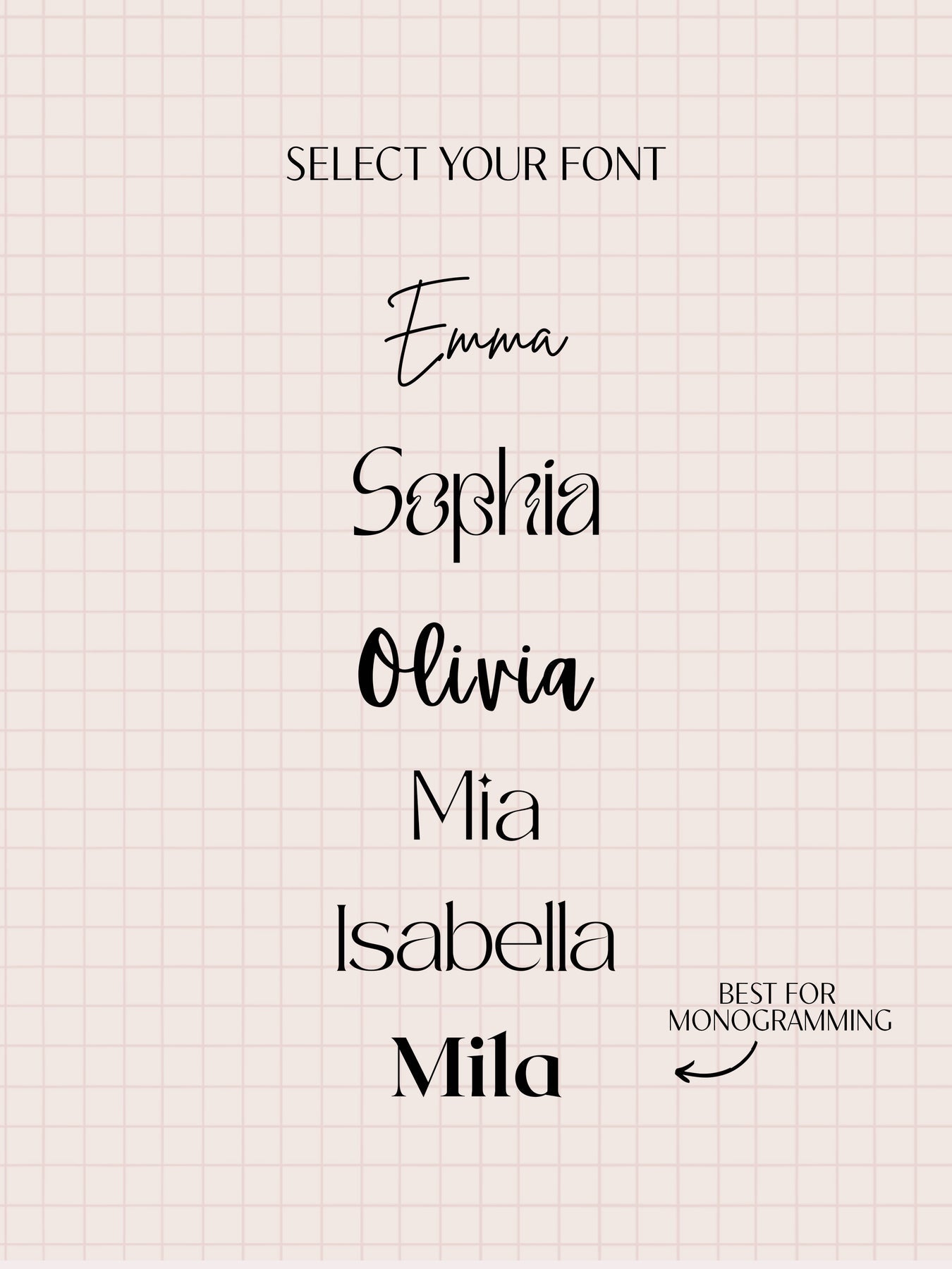 Fonts to be selected for the engraved wine glass. Curated for you gifts. 