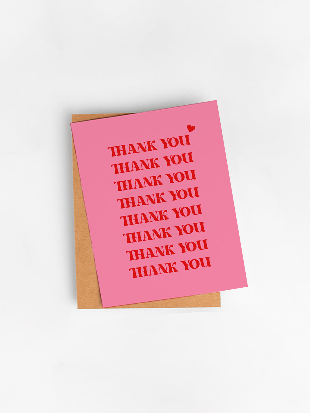Pink and red thank you card, Retro style greeting card with modern font and heart